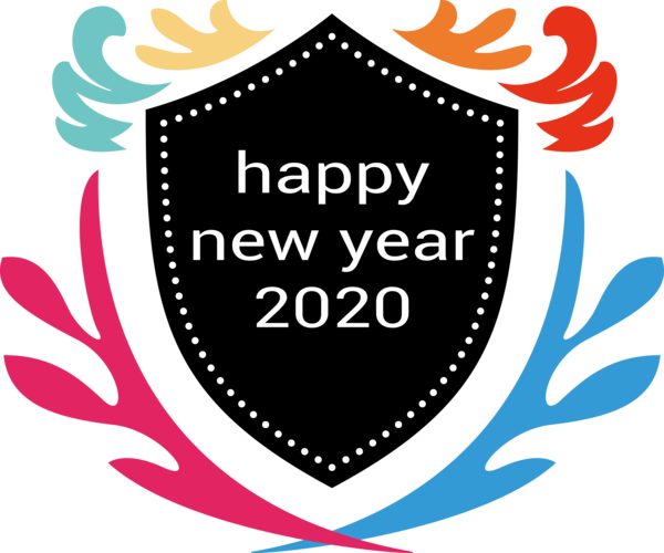 Transparent New Year Logo Emblem Font for Happy New Year 2020 for New Year
