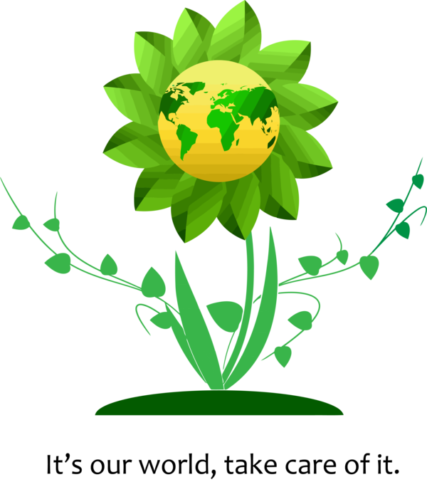 Transparent Earth Day Green Flower Plant for Happy Earth Day for Earth Day