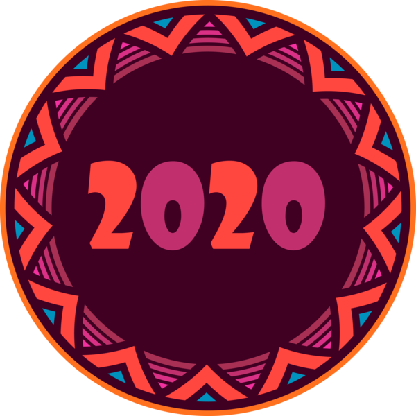 Transparent New Year Circle Sticker Logo for Happy New Year 2020 for New Year