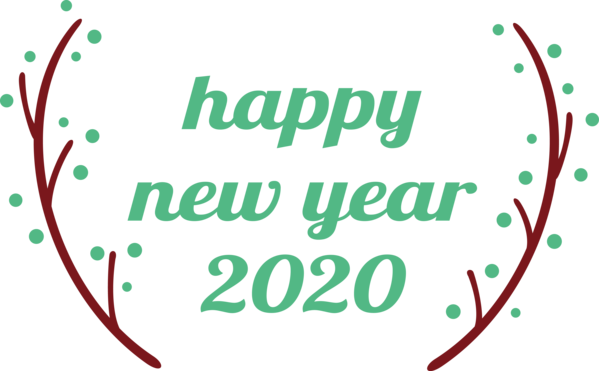 Transparent New Year Green Text Font for Happy New Year 2020 for New Year