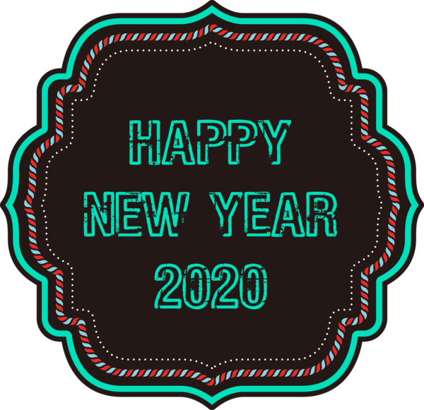 Transparent New Year Label for Happy New Year 2020 for New Year