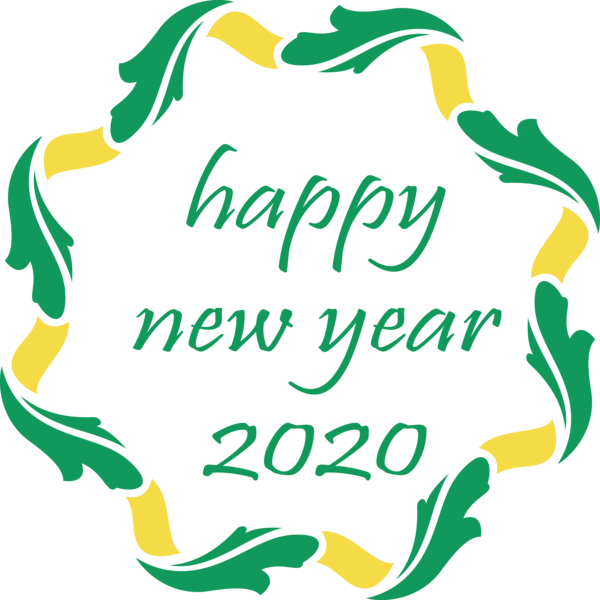 Transparent New Year Green Text Font for Happy New Year 2020 for New Year