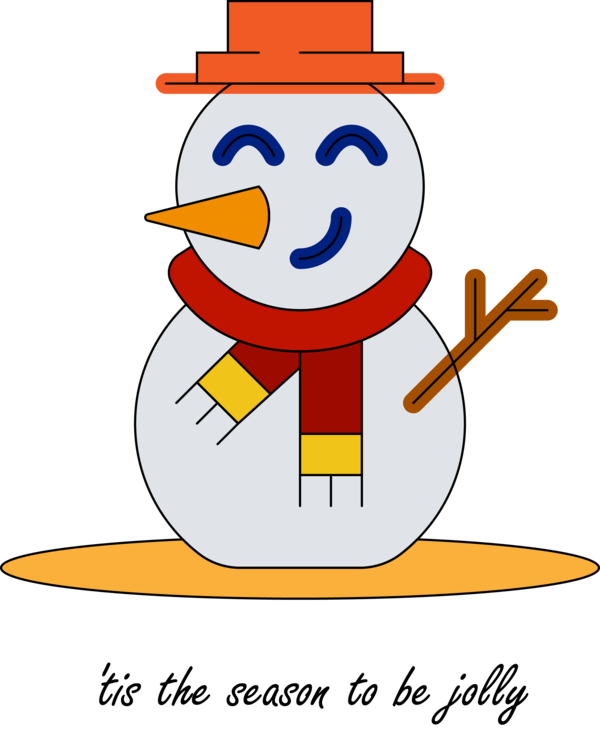 Transparent Christmas Cartoon Line Pleased for Snowman for Christmas