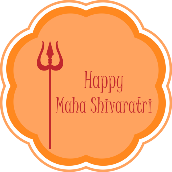 Transparent Maha Shivaratri Orange Text Label for Happy Maha Shivaratri for Maha Shivaratri