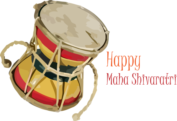 Transparent Maha Shivaratri Drum Percussion Hand drum for Happy Maha Shivaratri for Maha Shivaratri
