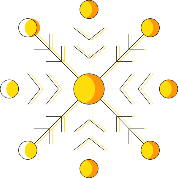 Transparent Christmas Yellow Line Circle for Snowflake for Christmas