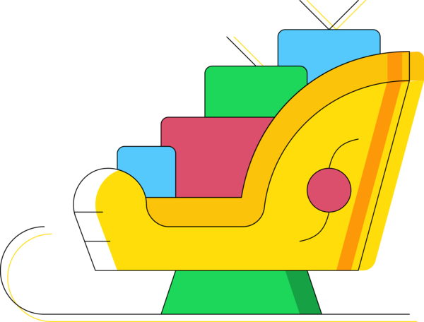 Transparent Christmas Yellow Diagram for Sled for Christmas