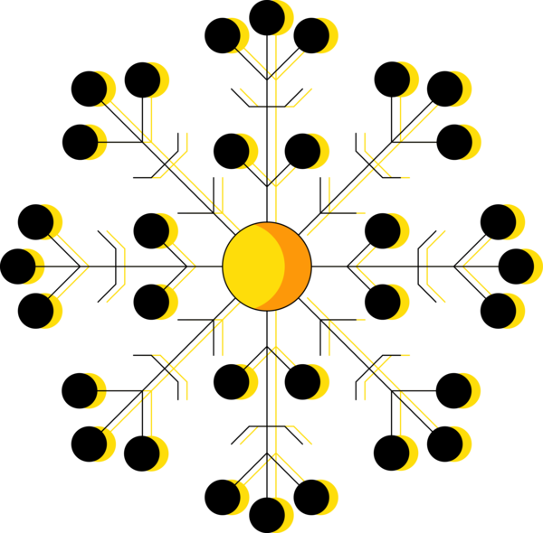 Transparent Christmas Line Yellow Pattern for Snowflake for Christmas