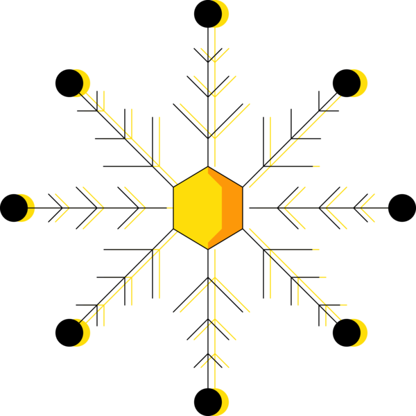 Transparent Christmas Line Yellow Symmetry for Snowflake for Christmas