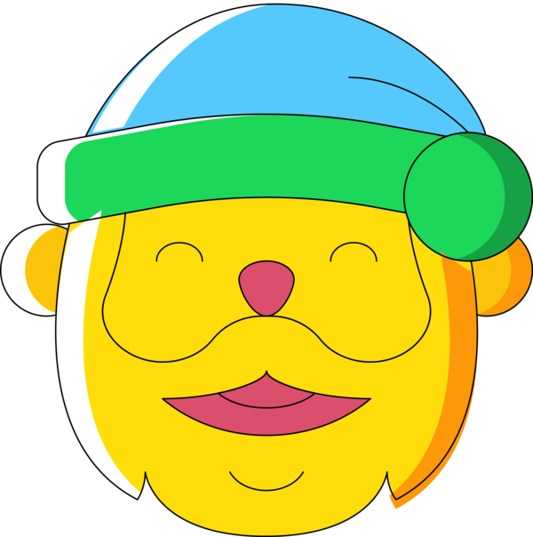 Transparent Christmas Face Yellow Green for Santa for Christmas
