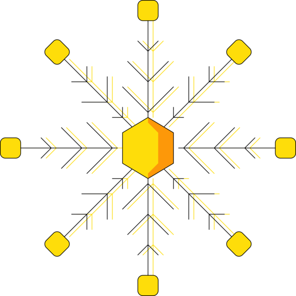 Transparent Christmas Yellow Line Diagram for Snowflake for Christmas