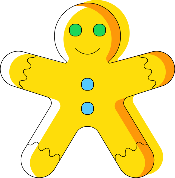 Transparent Christmas Yellow Line Cartoon for Gingerbread for Christmas