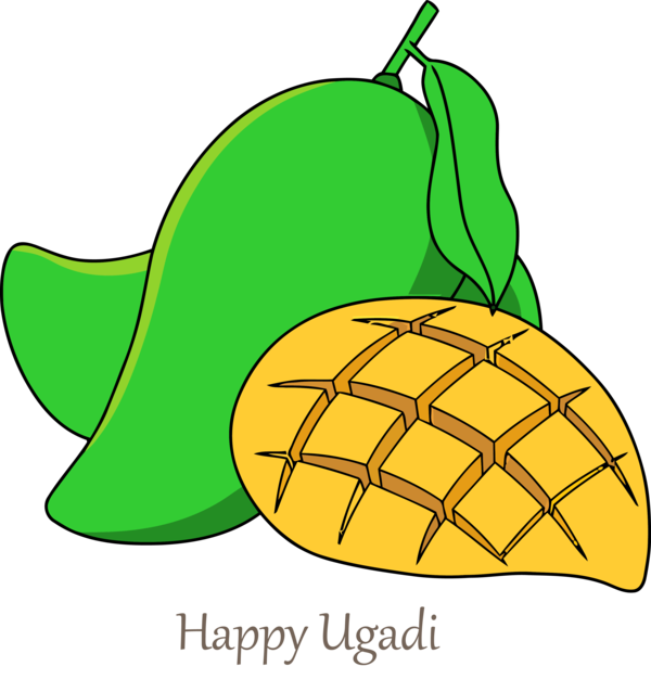 Transparent Ugadi Leaf Plant Fruit for Happy Ugadi for Ugadi