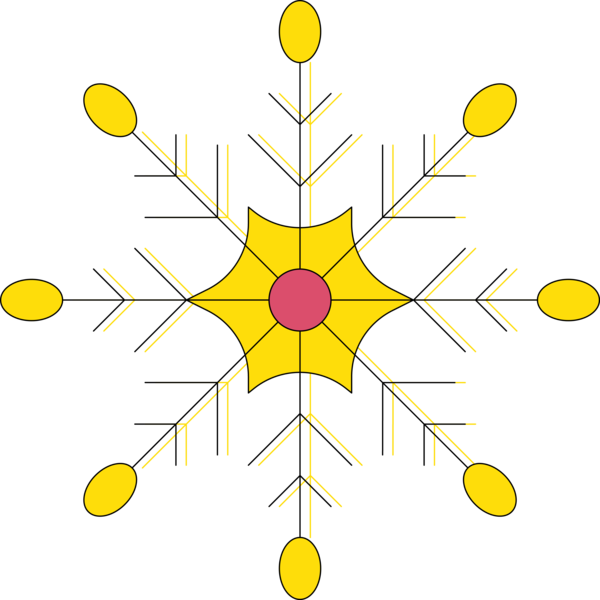 Transparent Christmas Yellow Line Symmetry for Snowflake for Christmas