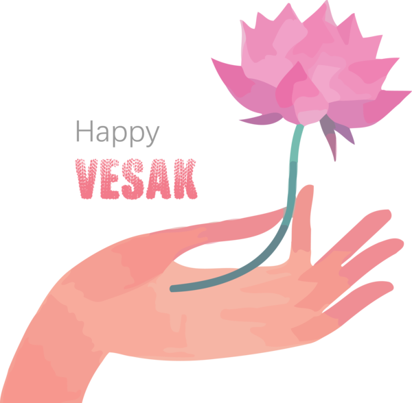 Transparent Vesak Pink Flower Hand for Buddha Day for Vesak