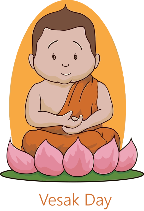 Transparent Vesak Cartoon Sitting Child for Buddha Day for Vesak