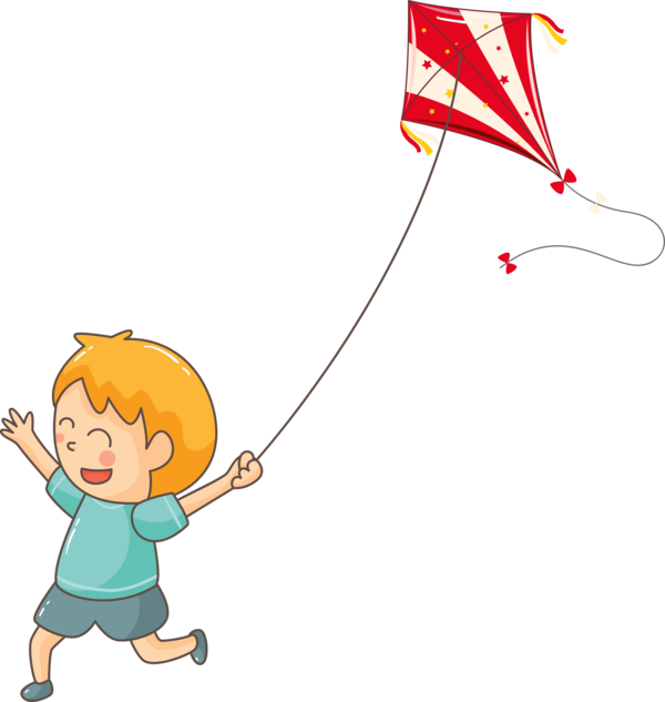 Transparent Makar Sankranti Cartoon Line Child for Kite Flying for Makar Sankranti