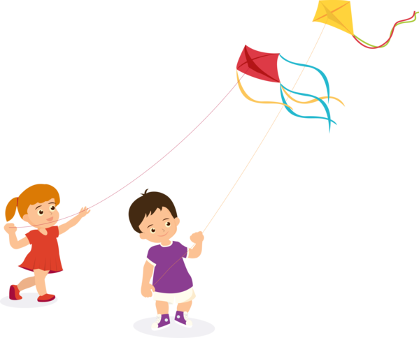 Transparent Makar Sankranti Cartoon Child Playing with kids for Kite Flying for Makar Sankranti