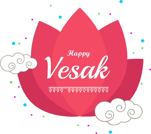 Transparent Vesak Text Logo Pink for Buddha Day for Vesak