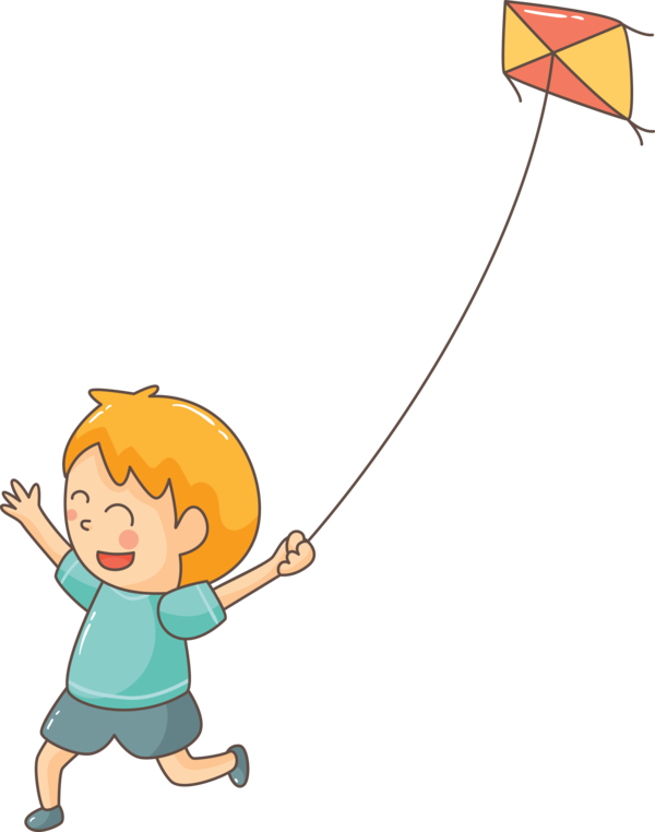 Transparent Makar Sankranti Cartoon Line Child for Kite Flying for Makar Sankranti