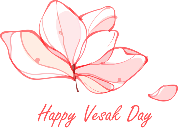 Transparent Vesak Leaf Red Text for Buddha Day for Vesak