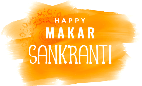Transparent Makar Sankranti Yellow Text Orange for Makar Sankranti Calligraphy for Makar Sankranti