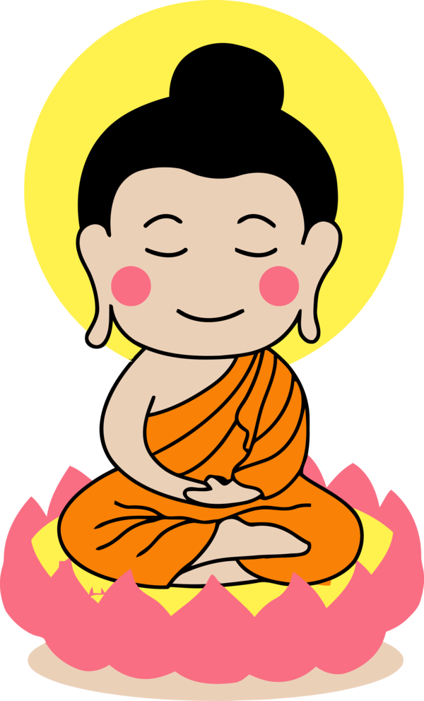Transparent Vesak Cheek Facial expression Cartoon for Buddha Day for Vesak