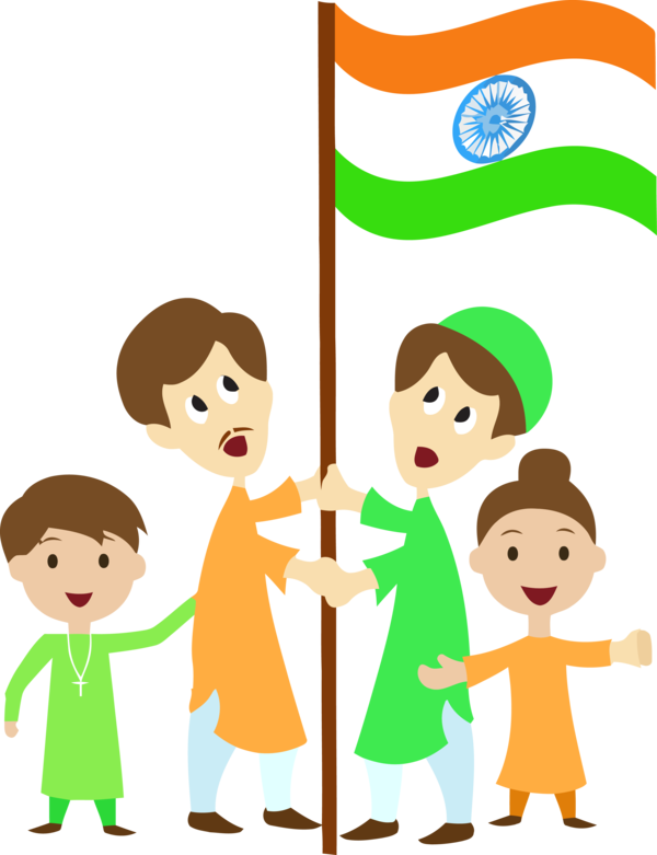 Transparent India Republic Day Cartoon Sharing Child for Happy India Republic Day for India Republic Day