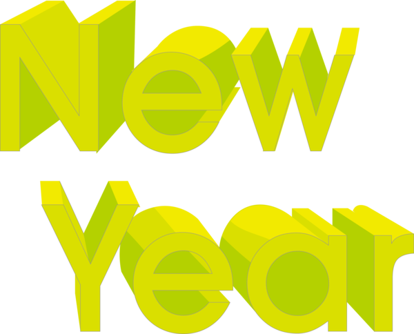 Transparent New Year Green Yellow Text for Happy New Year for New Year