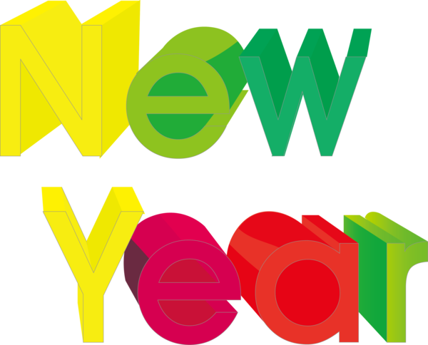 Transparent New Year Green Text Logo for Happy New Year for New Year