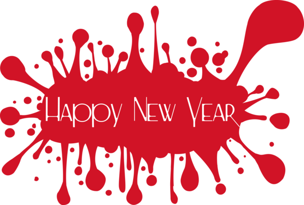Transparent New Year Text Red Font for Happy New Year for New Year
