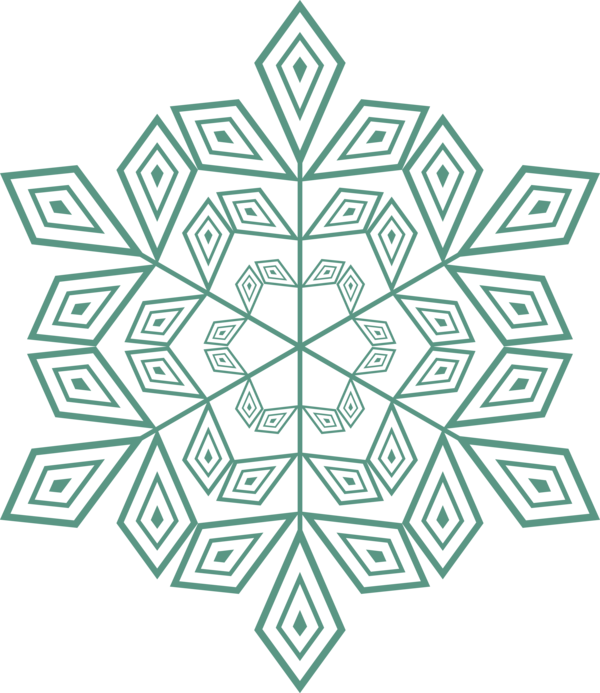 Transparent Christmas Green Symmetry Pattern for Snowflake for Christmas