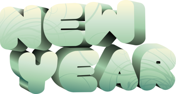 Transparent New Year Text Green Font for Happy New Year for New Year