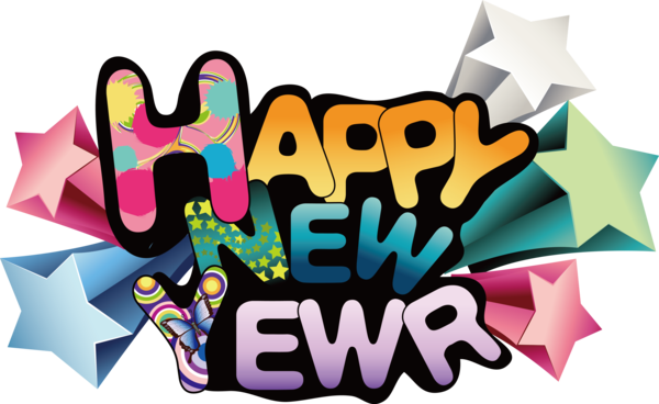 Transparent New Year Text Font Logo for Happy New Year for New Year