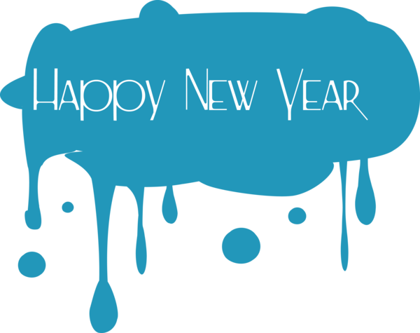 Transparent New Year Text Turquoise Font for Happy New Year for New Year