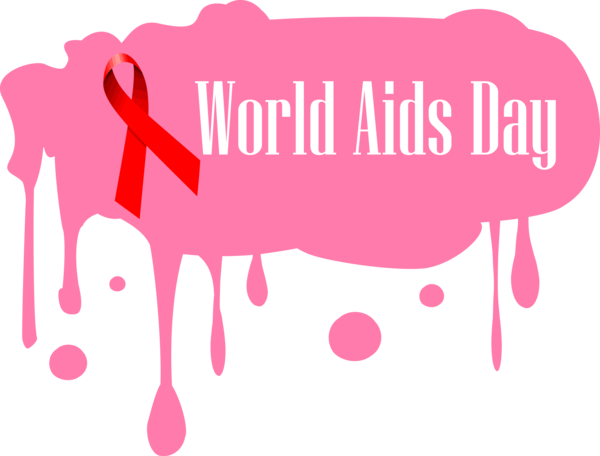 Transparent World AIDS Day Pink Text Font for Red Ribbon for World Aids Day