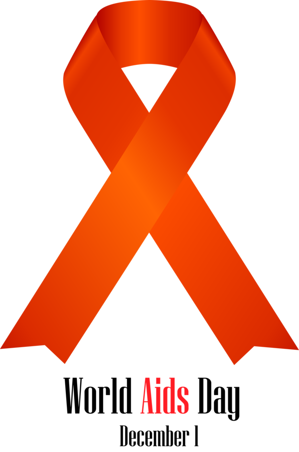 Transparent World AIDS Day Orange Font Line for Red Ribbon for World Aids Day