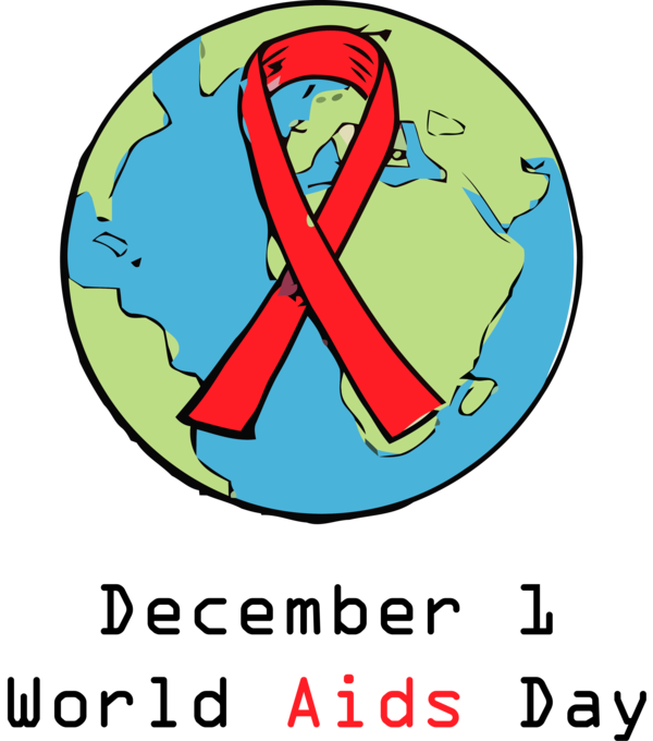 Transparent World AIDS Day Font Circle for Red Ribbon for World Aids Day