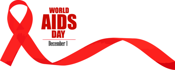 Transparent World AIDS Day Red Text Logo for Red Ribbon for World Aids Day