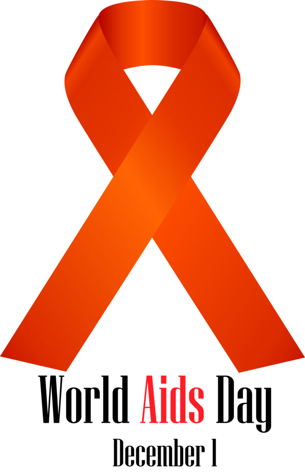 Transparent World AIDS Day Font Orange Line for Red Ribbon for World Aids Day