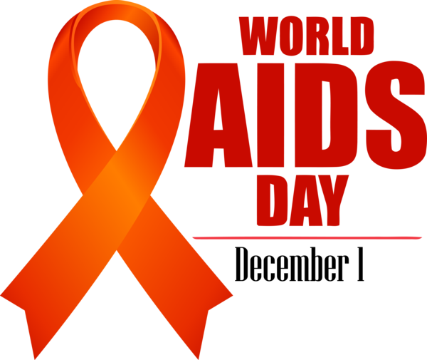 Transparent World AIDS Day Text Font Line for Red Ribbon for World Aids Day