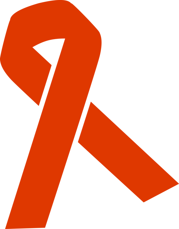Transparent World Aids Day Orange Line Font for Red Ribbon for World Aids Day