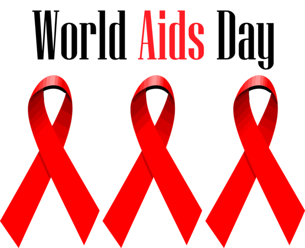 Transparent World AIDS Day Text Red Font for Red Ribbon for World Aids Day
