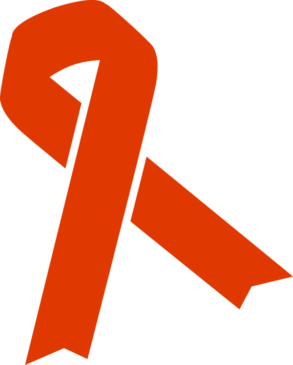 Transparent World Aids Day Line Font Orange for Red Ribbon for World Aids Day