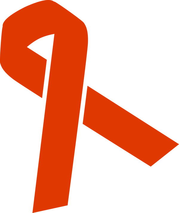 Transparent World Aids Day Line Font Orange for Red Ribbon for World Aids Day