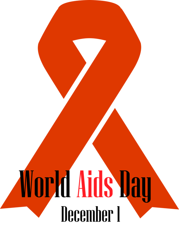Transparent World AIDS Day Font Orange Line for Red Ribbon for World Aids Day
