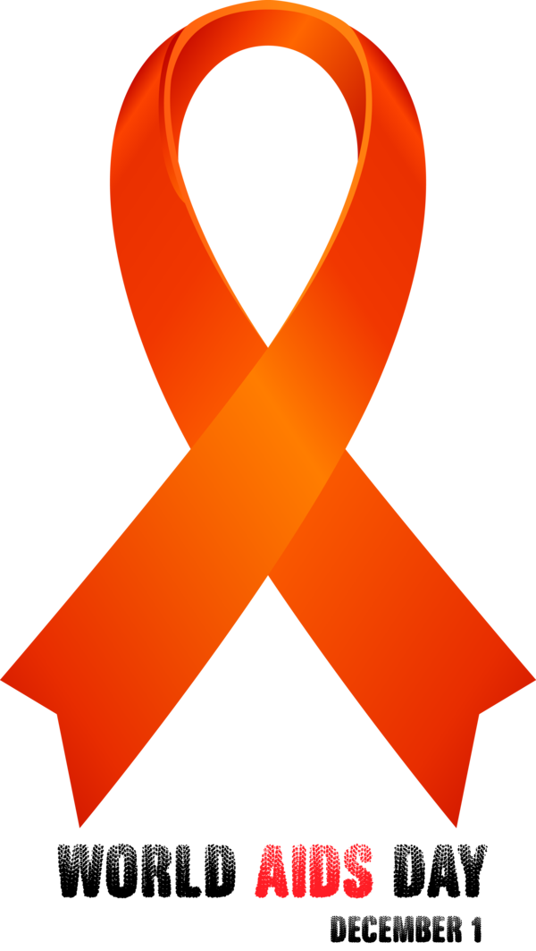 Transparent World AIDS Day Orange Line Symbol for Red Ribbon for World Aids Day