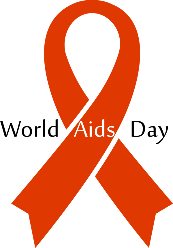 Transparent World AIDS Day Orange Line Font for Red Ribbon for World Aids Day