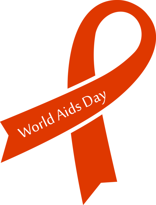 Transparent World AIDS Day Text Logo Orange for Red Ribbon for World Aids Day