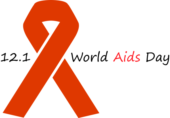 Transparent World AIDS Day Font Text Line for Red Ribbon for World Aids Day